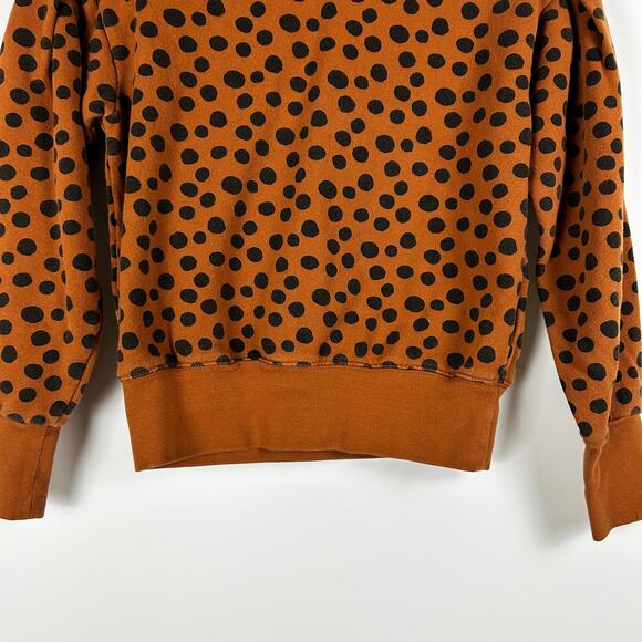 Madewell Pleat Sleeve Sweatshirt Top Leopard Dot Brown Black Cozy Womens Sz XXS - Picture 5 of 12